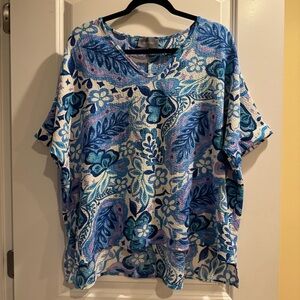 Elegant Blue Floral Women's Blouse